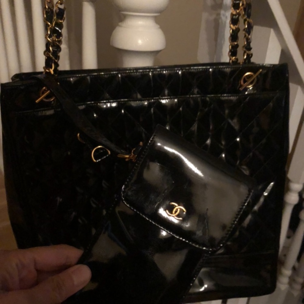SALE:Chanel Patent Leather Bag with POUCH lots of marks due to storage